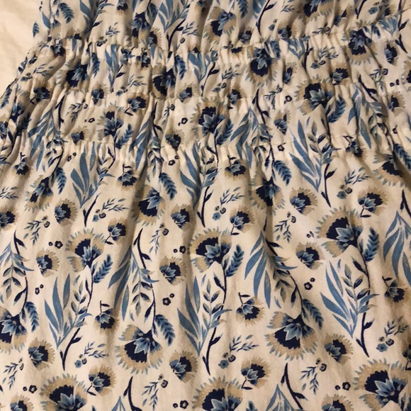 White Ruffle Dress with Blue Flowers. - Picture 2 of 5